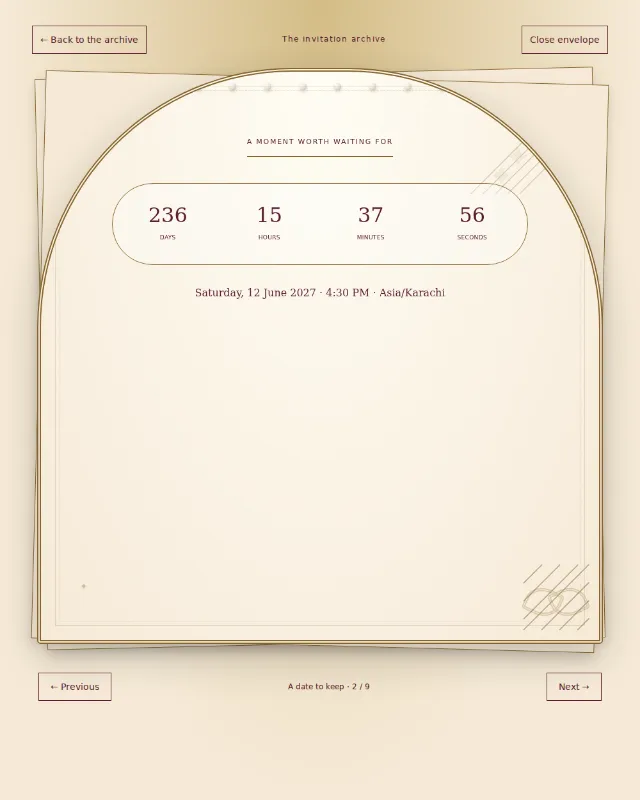 The Burgundy Archive invitation design