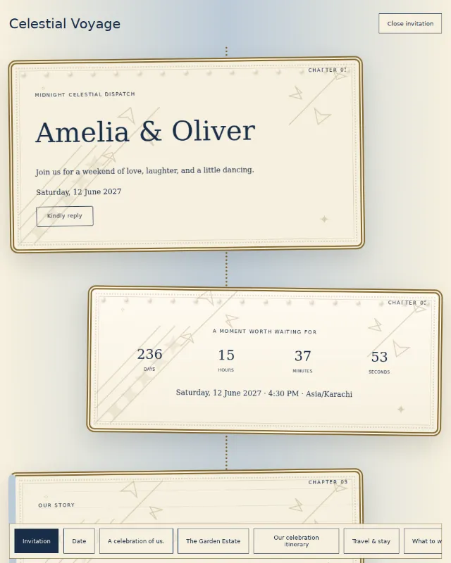 Celestial Voyage invitation design
