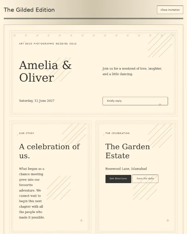 The Gilded Edition invitation design