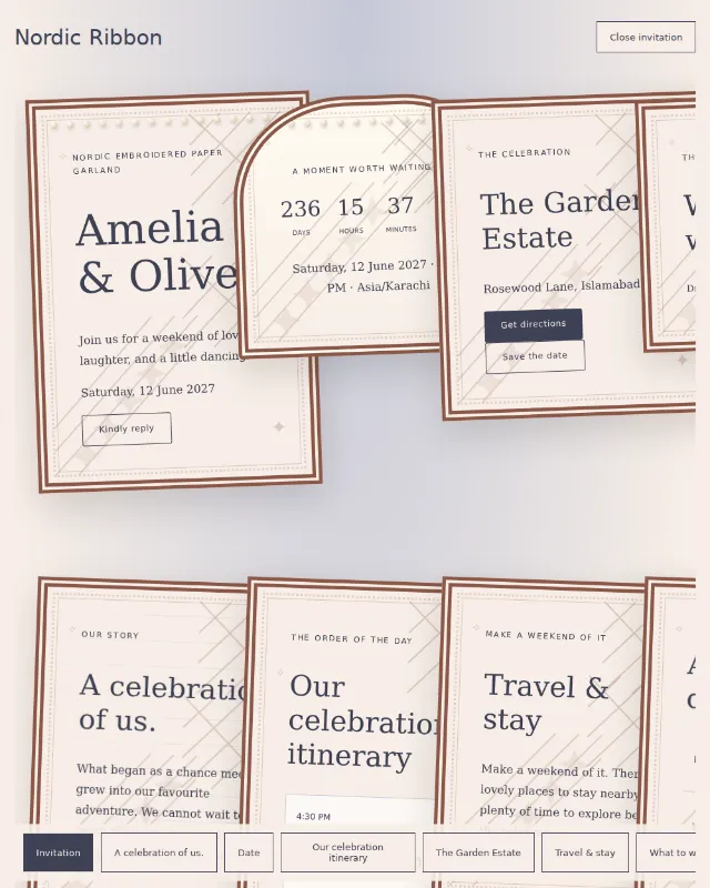 Nordic Ribbon invitation design