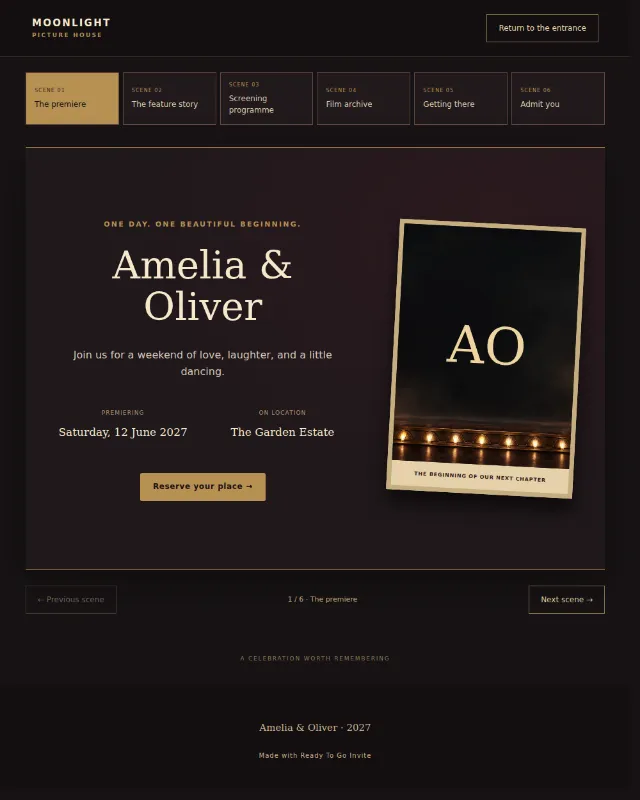 Moonlight Picture House invitation design