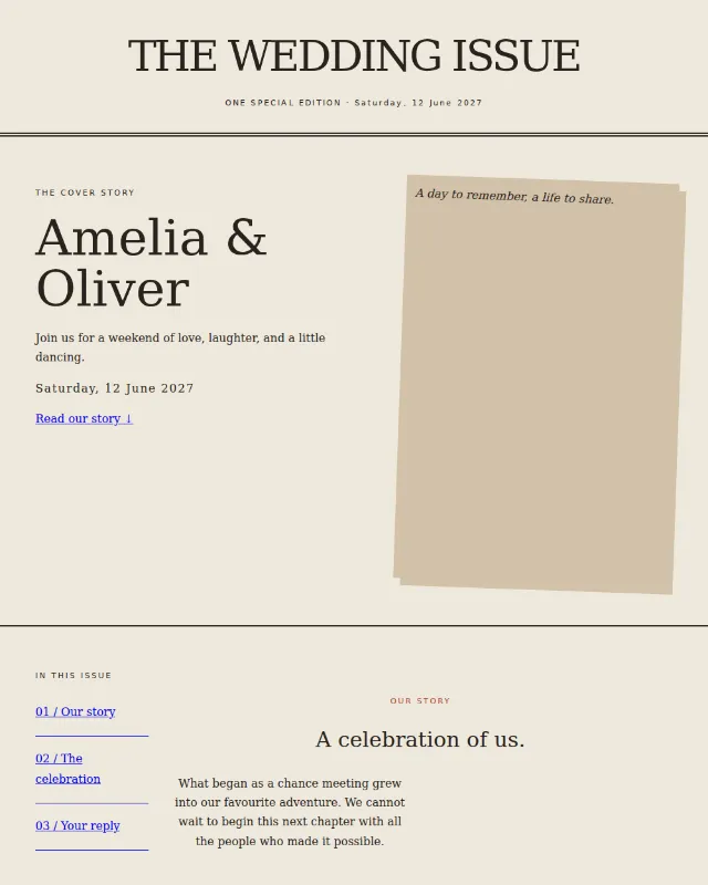 The Wedding Issue invitation design