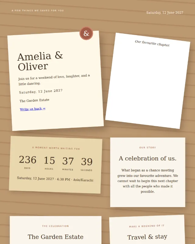The Keepsake Desk invitation design